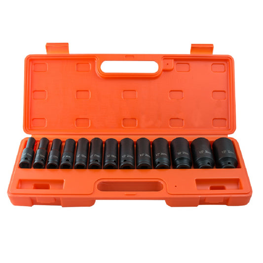 13 pc 1/2" inch Deep Impact Socket Tool Set 10-32mm Metric Garage Workshop