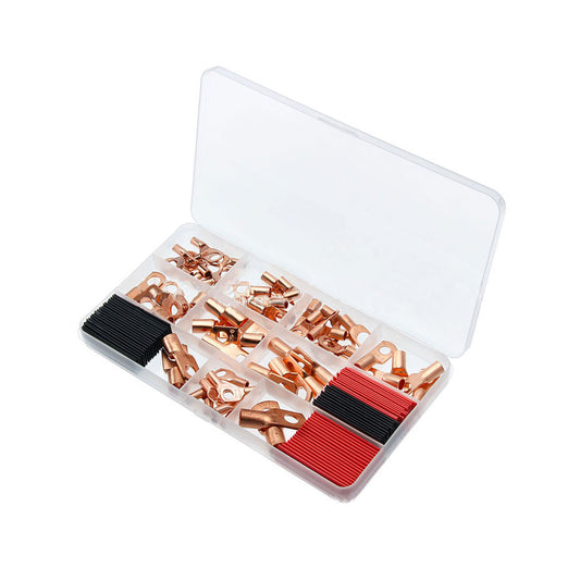 120Pcs Copper Wire Terminal Connectors, AWG 2 4 6 8 10 Copper Wire Lugs with Heat Shrink Set, 60Pcs Copper Wire Lugs and 60pcs Heat Shrink Tubing
