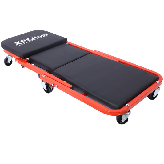 Mechanic Creeper, Garage Gift, 36" Z Creeper Seat, 2 in 1 Mechanic Gifts, 300 lbs Capacity, Low Profile Creeper with 6 pcs Wheels in Garage/Shop for Fathers Day Tool Gift ,red color