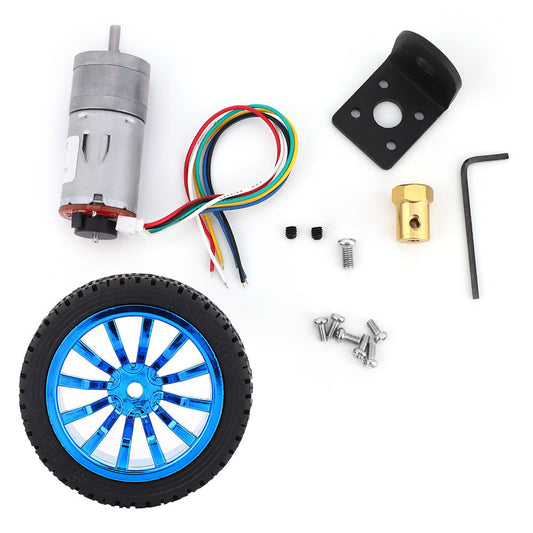 DIY Encoder Gear Motor with Mounting Bracket 65mm Wheel Kit for Smart Car Robot DC12V(1000RPM)